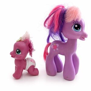 My Little Pony Mom Baby Set Hasbro Pink Purple Pony Bundle